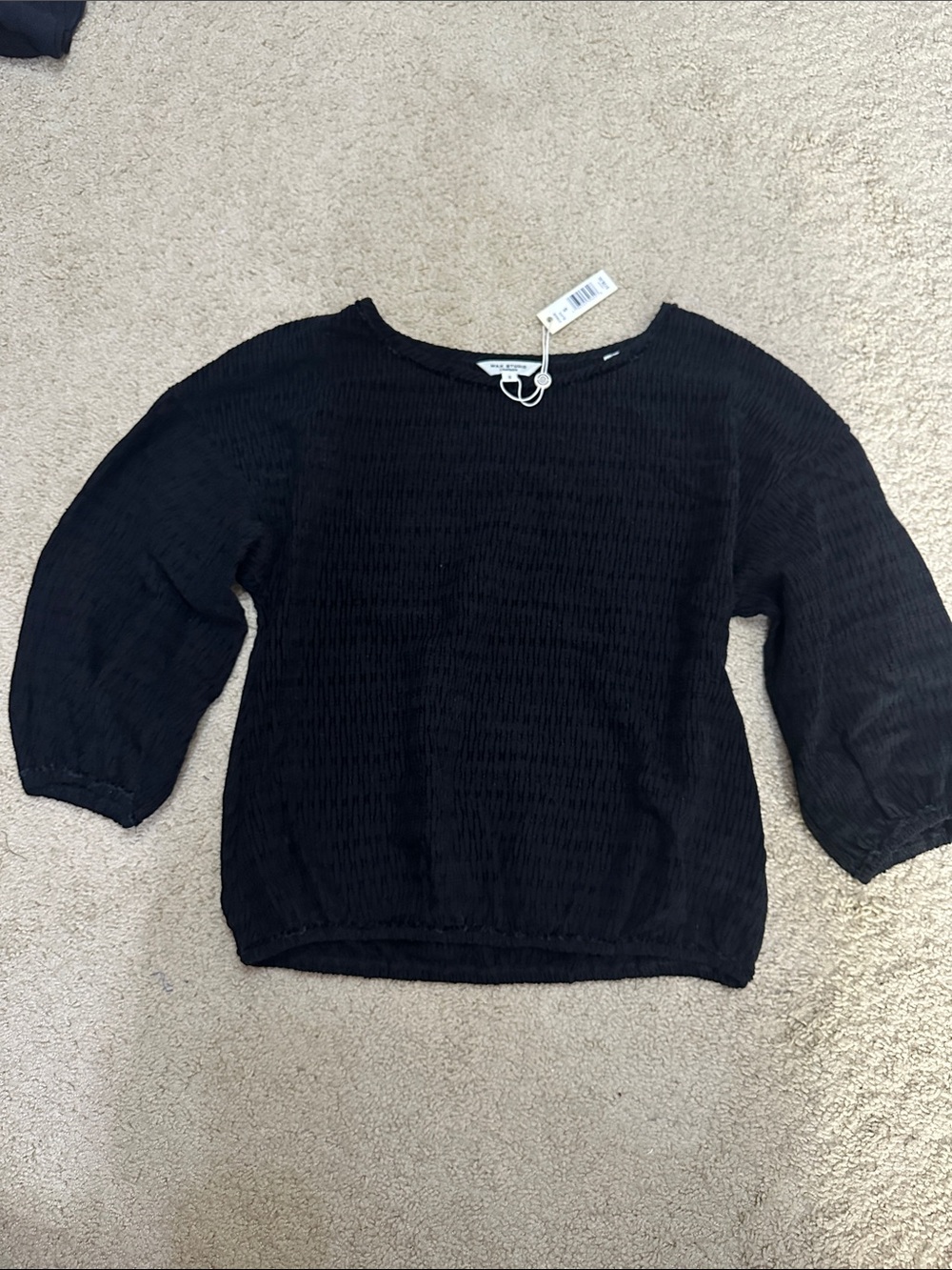 Max Studio Black Textured Crewneck Sweater